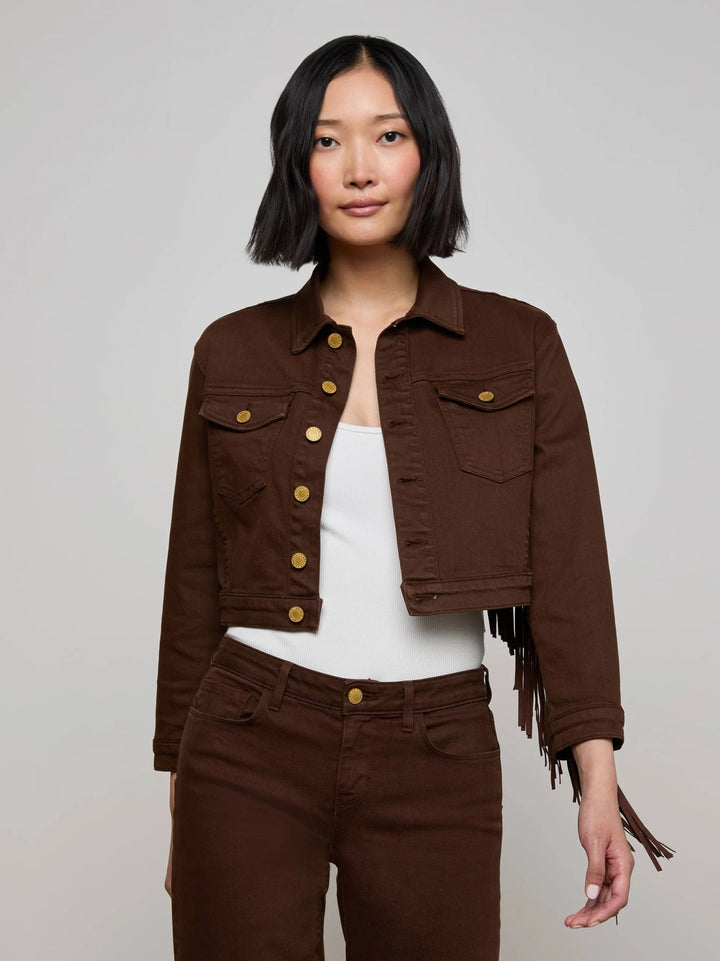 L'Agence - Brown Koda Fringe Jacket - Kalifornia Jean Bar