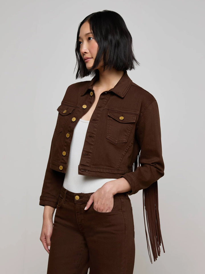 L'Agence - Brown Koda Fringe Jacket - Kalifornia Jean Bar