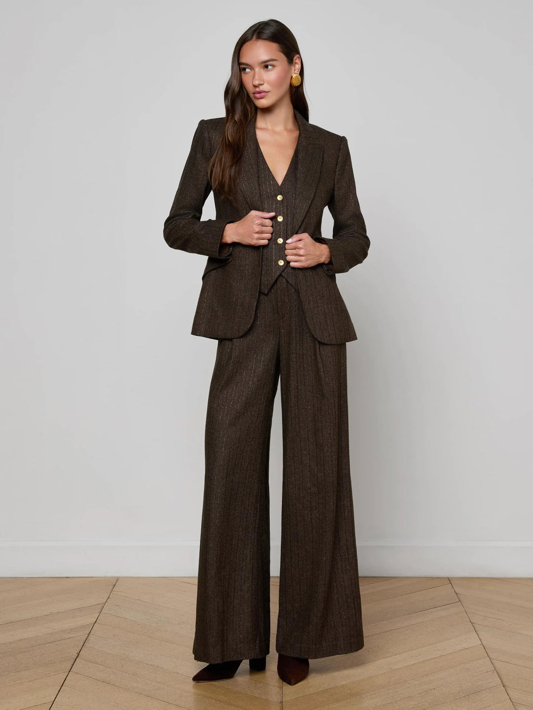 L'Agence - Brown/Bronze Multi Chamberlain Blazer - Kalifornia Jean Bar