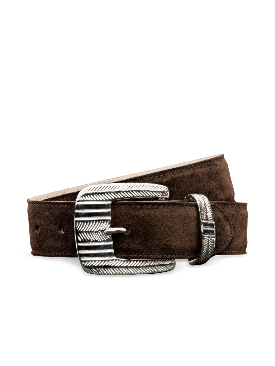 L'Agence - Chocolate Aya Suede Western Engraved Belt - Kalifornia Jean Bar