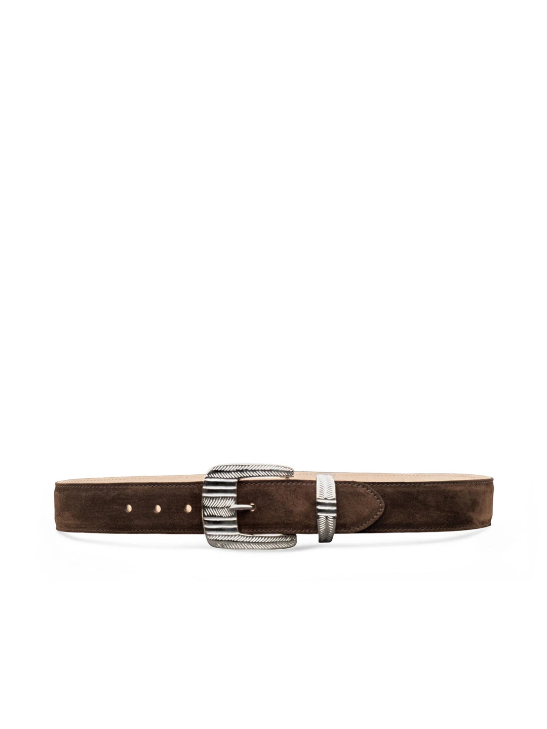 L'Agence - Chocolate Aya Suede Western Engraved Belt - Kalifornia Jean Bar