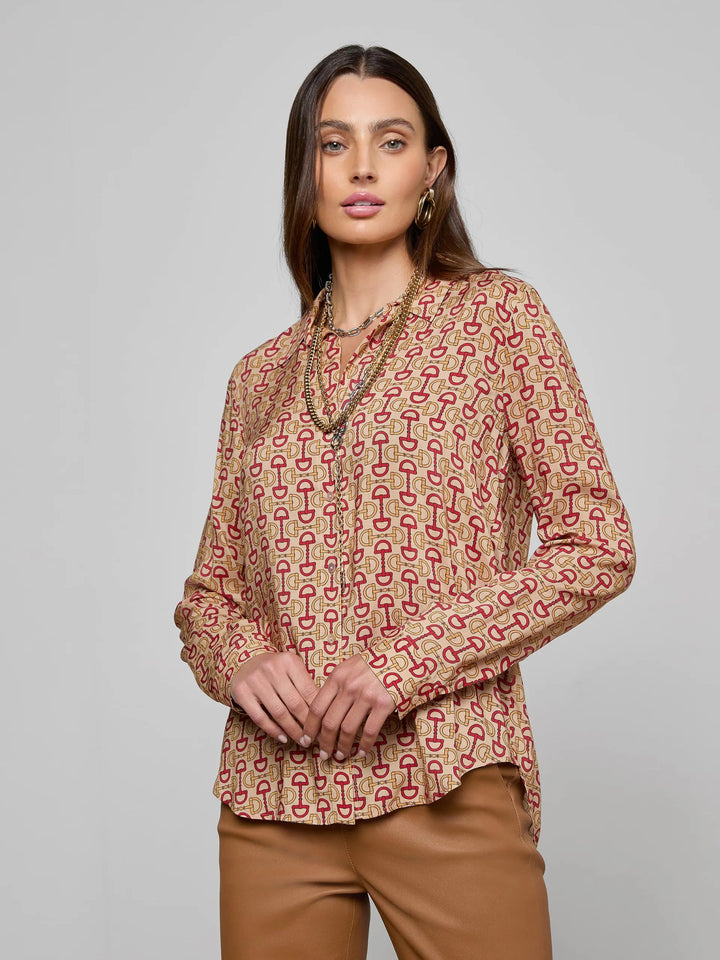 L'Agence - Holly Blouse Multi Allover Horse Bit - Kalifornia Jean Bar