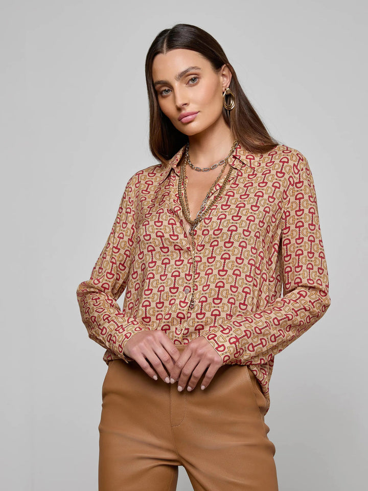 L'Agence - Holly Blouse Multi Allover Horse Bit - Kalifornia Jean Bar