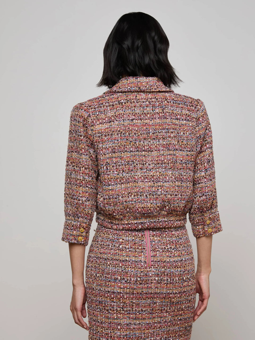 L’AGENCE - Jia Crop 3/4 Jacket in Mauve Tweed - Kalifornia Jean Bar