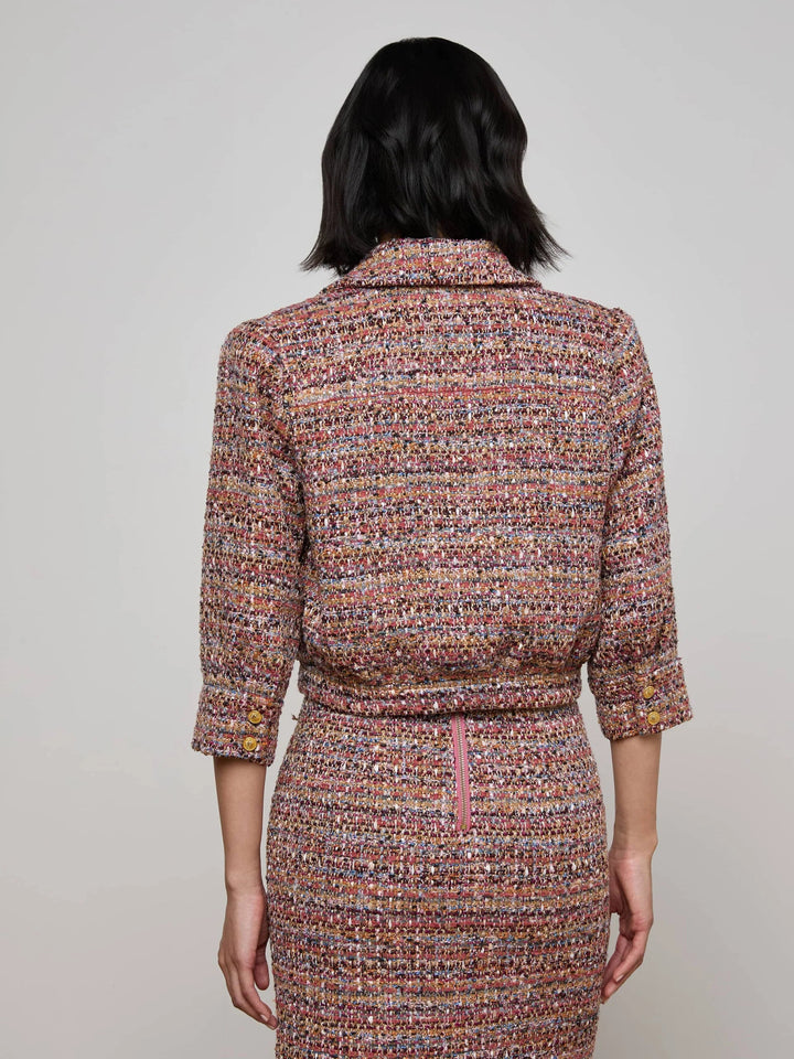 L’AGENCE - Jia Crop 3/4 Jacket in Mauve Tweed - Kalifornia Jean Bar