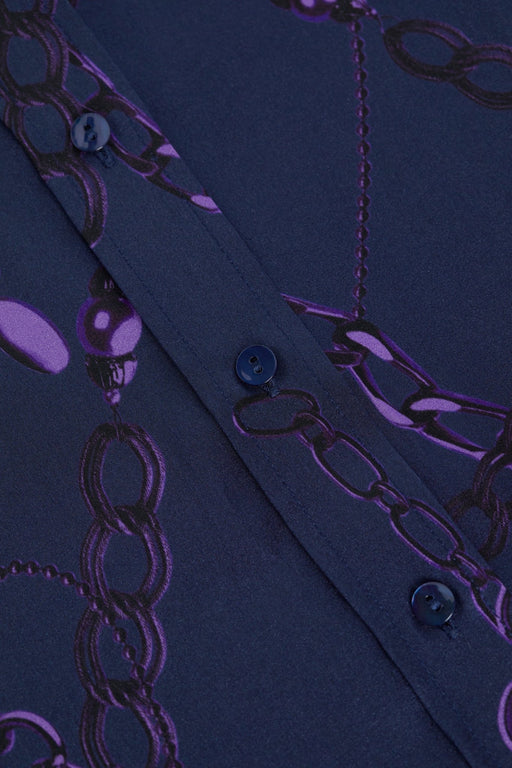 L’Agence - Midnight/Purple Sketch Chain Dani Silk Blouse - Kalifornia Jean BarL’Agence - Midnight/Purple Sketch Chain Dani Silk Blousewomen's shirt