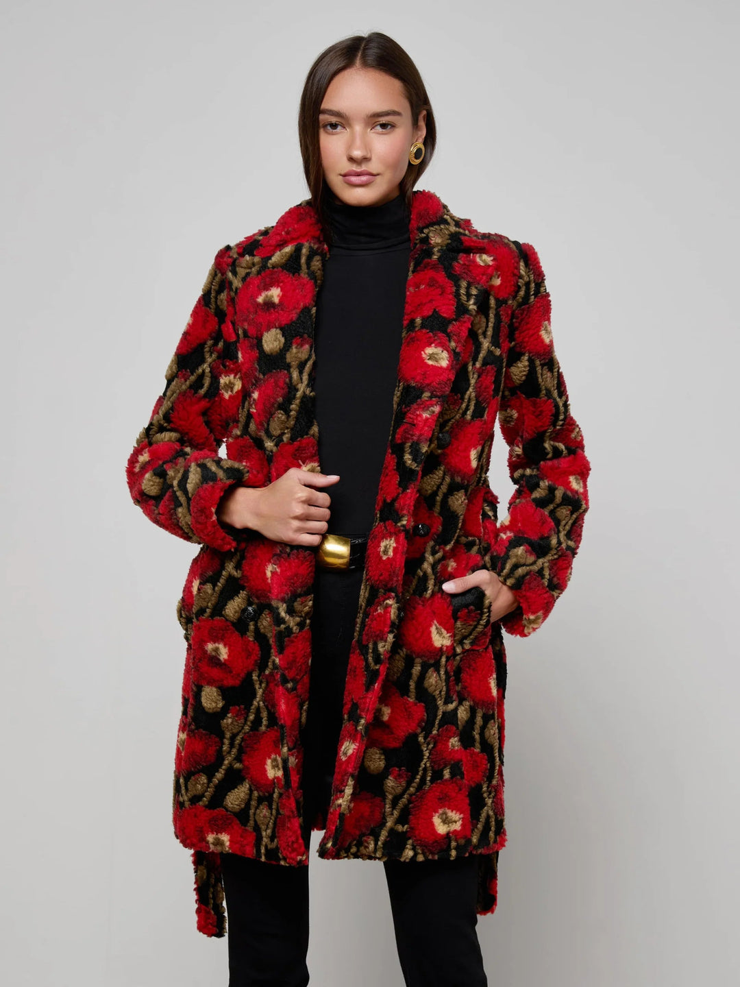 L'Agence - Rose Tristan Sherpa Midi Coat - Kalifornia Jean Bar