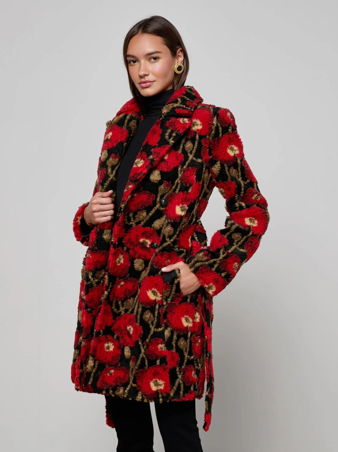 L'Agence - Rose Tristan Sherpa Midi Coat - Kalifornia Jean Bar