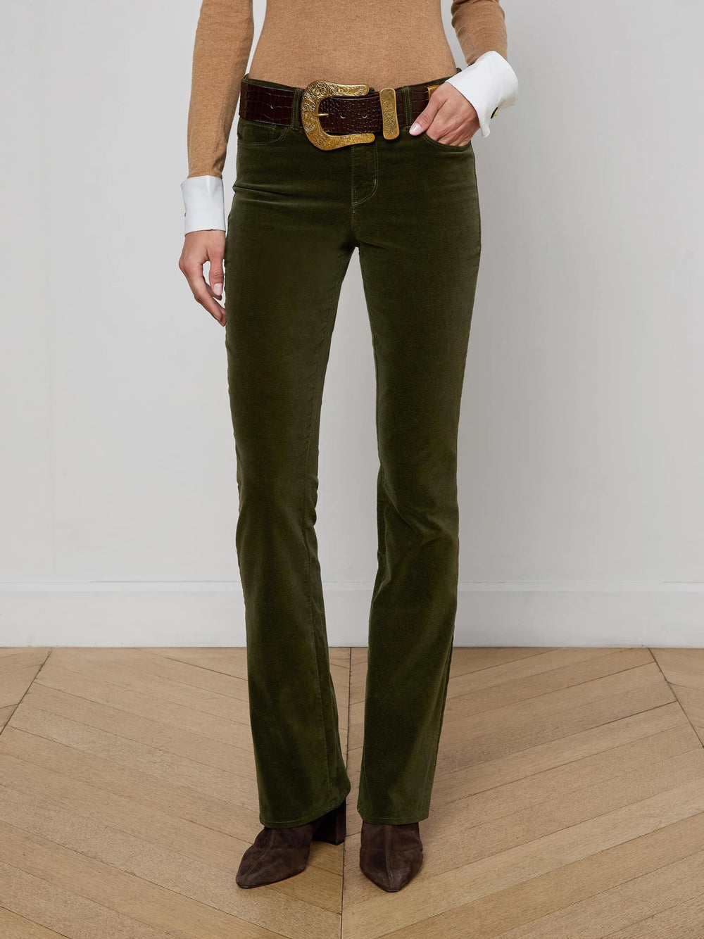 L'Agence - Stevie Velvet Jean Deep Olive - Kalifornia Jean Bar