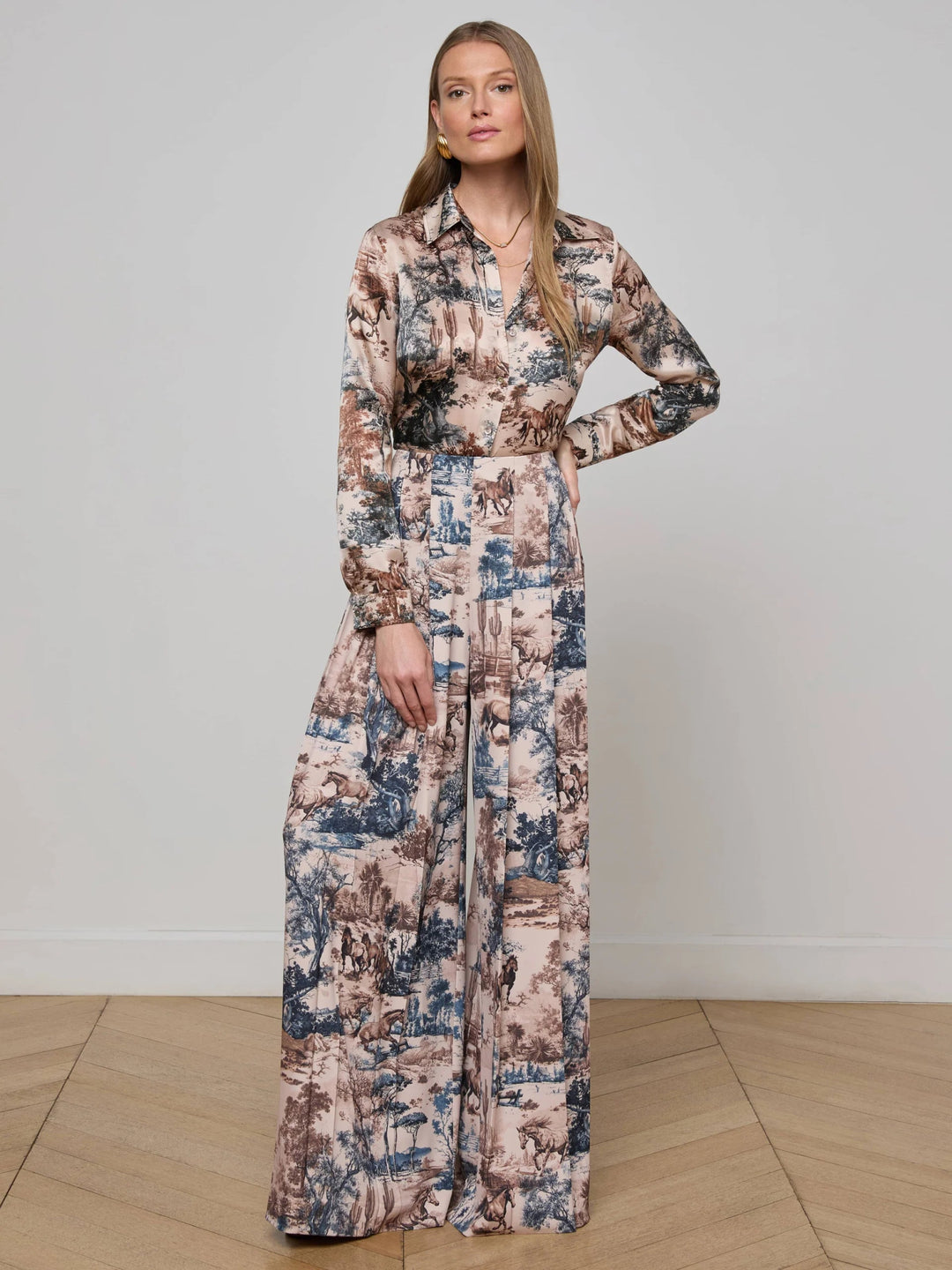 L'Agence - Tan Multi Western Tyler Blouse - Kalifornia Jean Bar