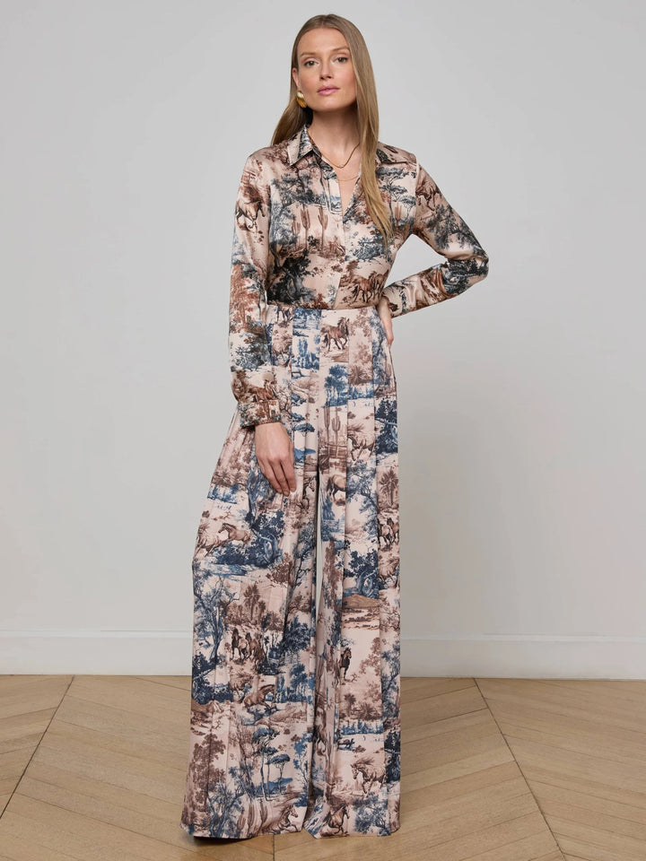 L'Agence - Tan Multi Western Tyler Blouse - Kalifornia Jean Bar