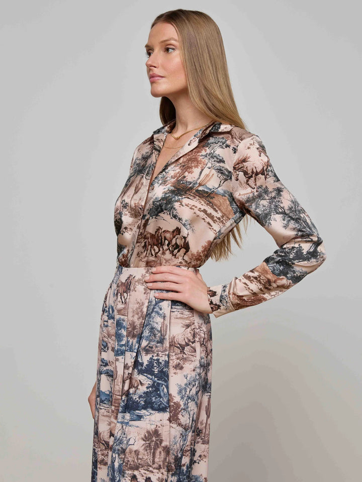L'Agence - Tan Multi Western Tyler Blouse - Kalifornia Jean Bar