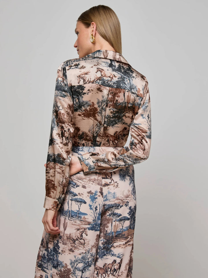 L'Agence - Tan Multi Western Tyler Blouse - Kalifornia Jean Bar