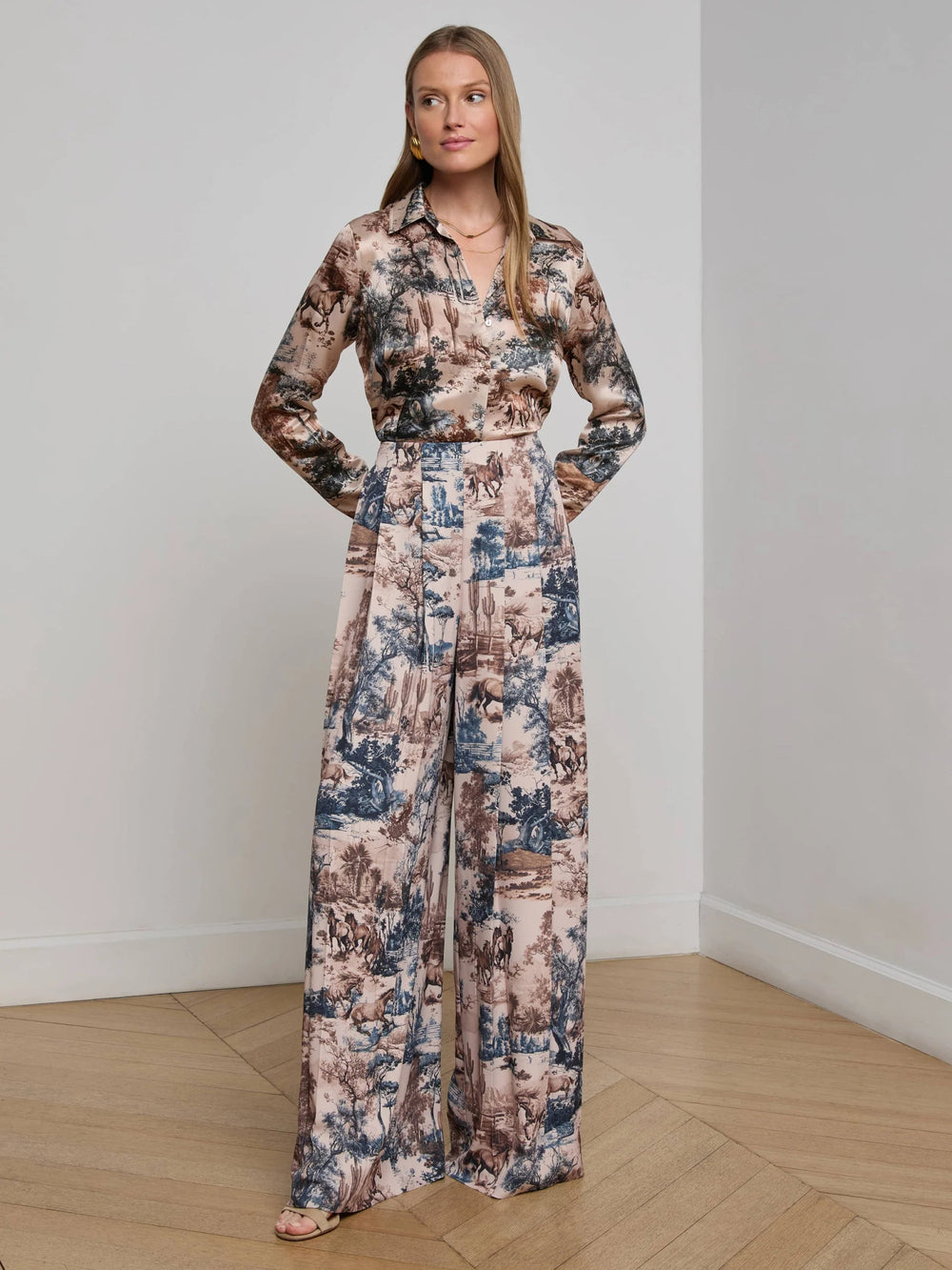 L'Agence - Tan Western Nova Pleated Wide - Leg Pant - Kalifornia Jean Bar