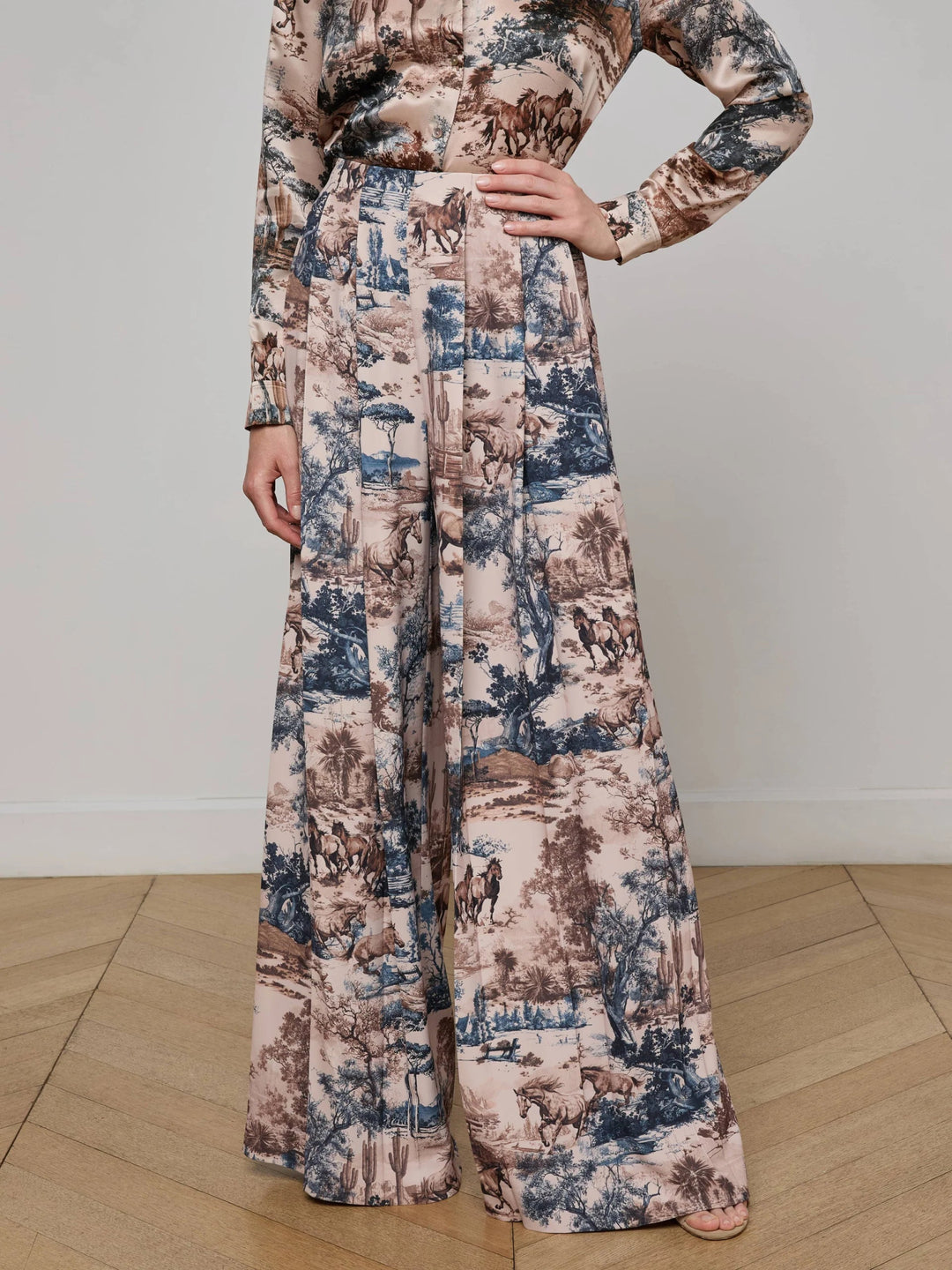 L'Agence - Tan Western Nova Pleated Wide - Leg Pant - Kalifornia Jean Bar