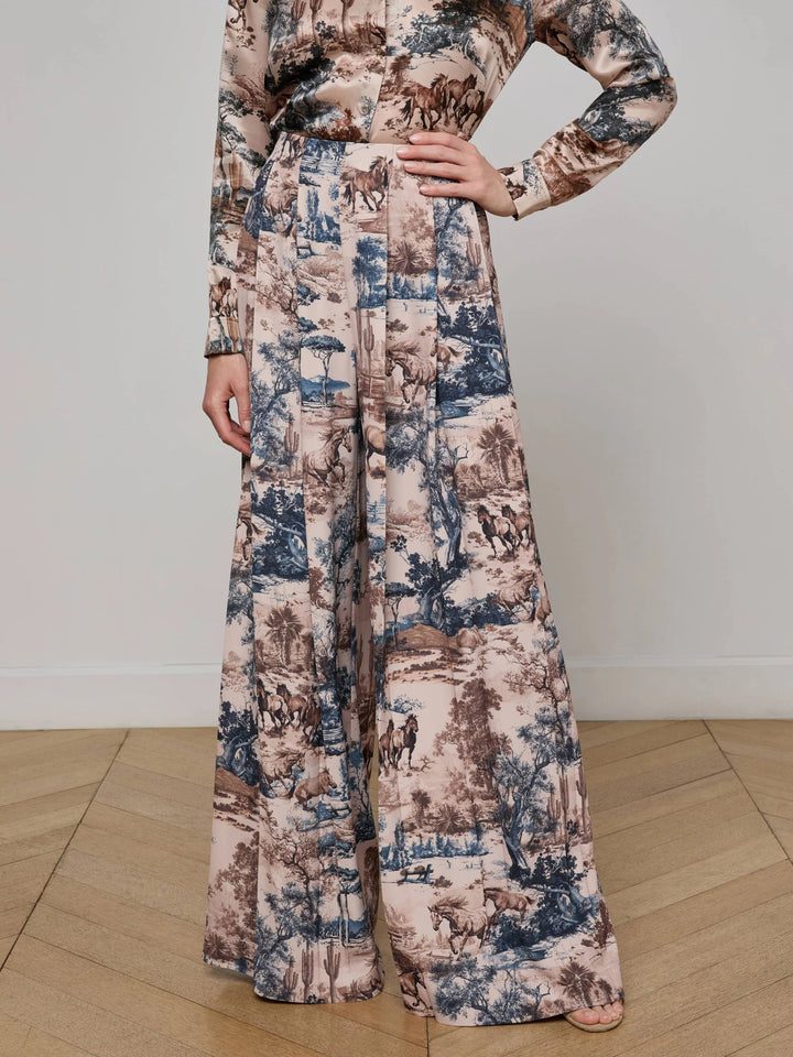 L'Agence - Tan Western Nova Pleated Wide - Leg Pant - Kalifornia Jean Bar