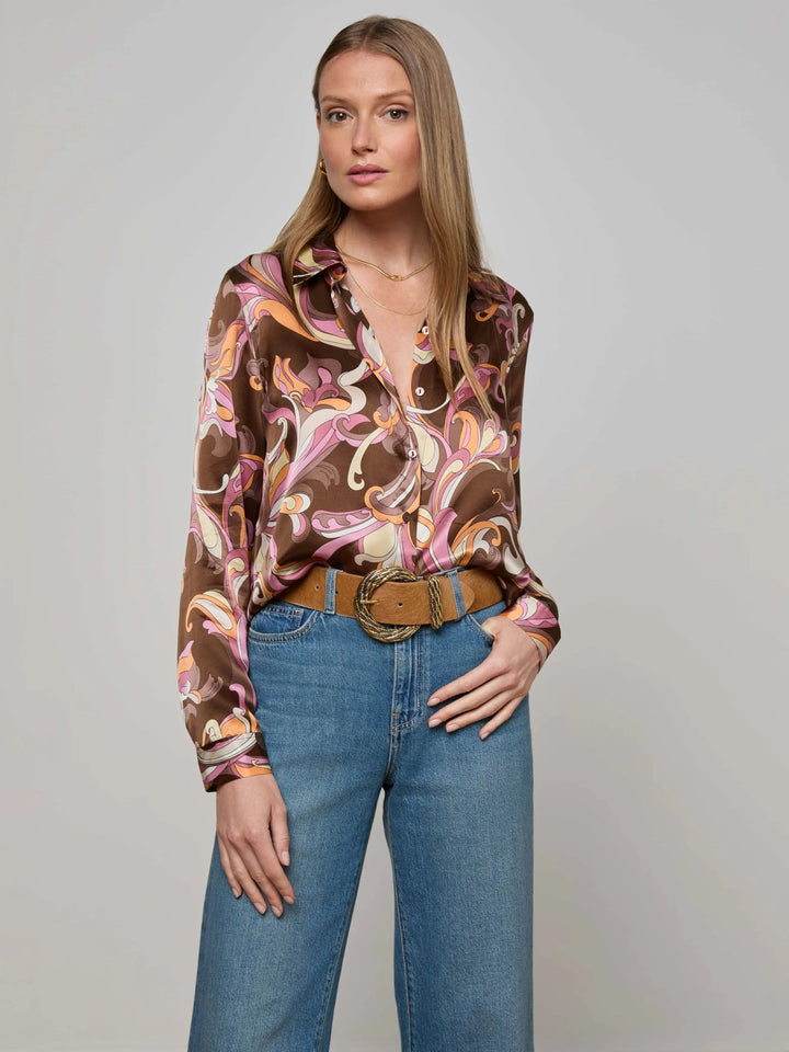 L’AGENCE - Tyler Blouse in Brown/Pink Paisley - Kalifornia Jean Bar