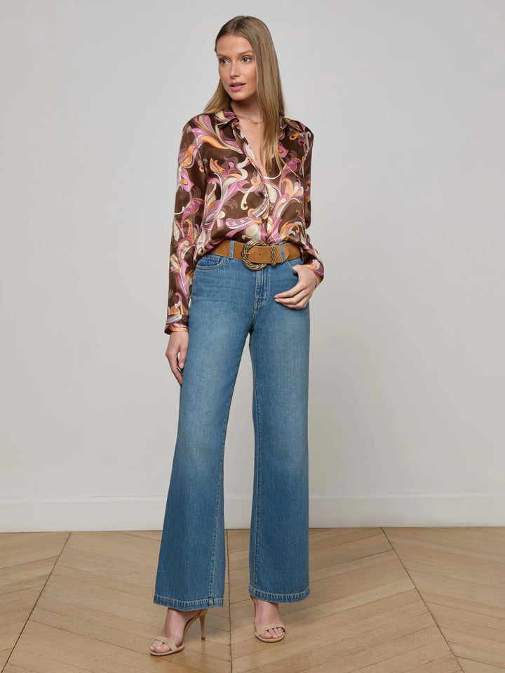 L’AGENCE - Tyler Blouse in Brown/Pink Paisley - Kalifornia Jean Bar