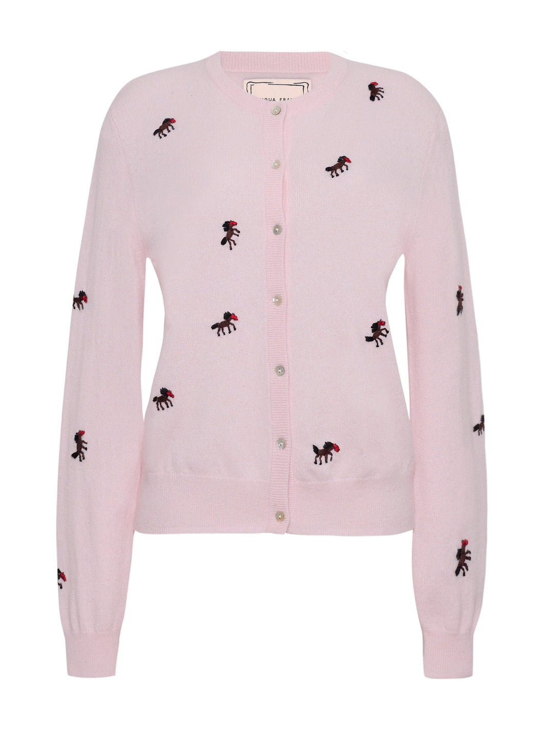 Linga Franca - Horse Motif Cardigan - Pale Pink Cashmere - Kalifornia Jean Bar