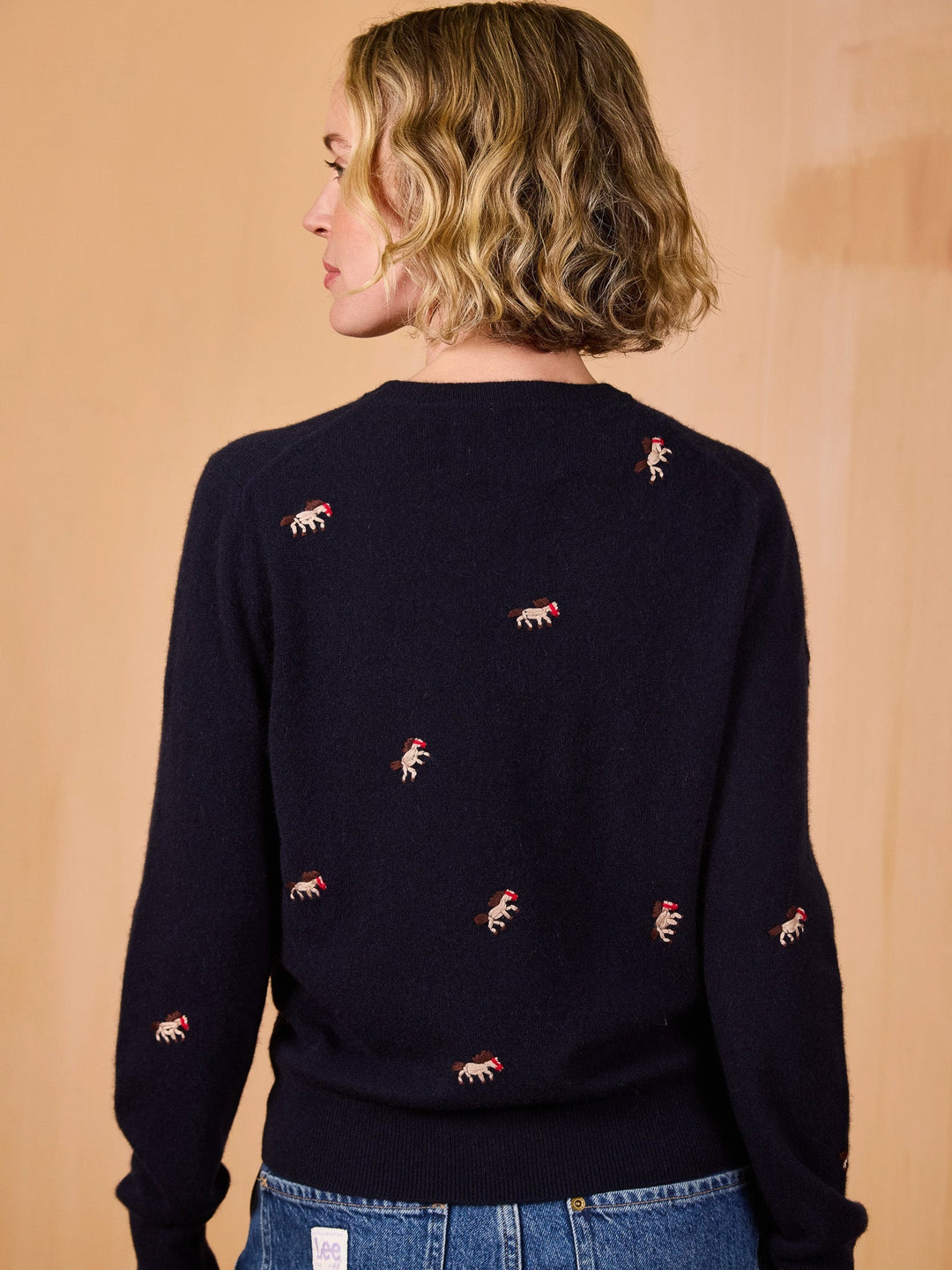 Lingua Franca - Horse Motif Crewneck Navy - Kalifornia Jean Bar
