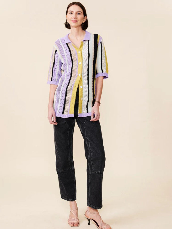 Lingua Franca - Khaki Multi Edwin Striped Camp Shirt - Kalifornia Jean Bar