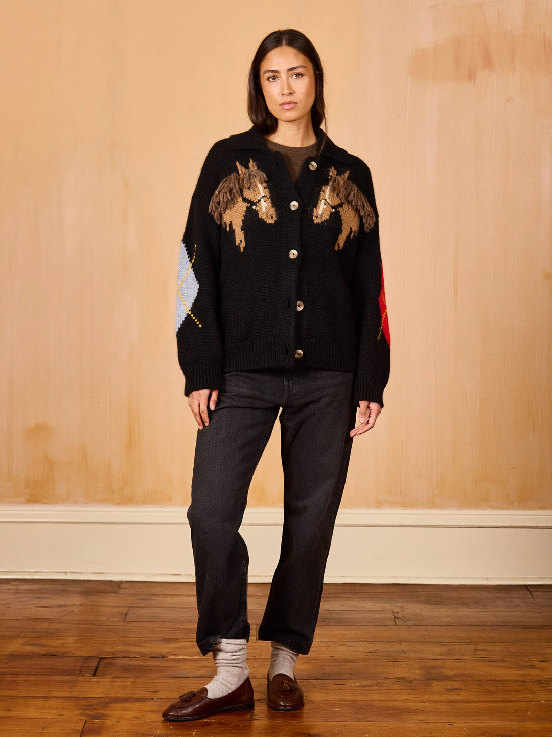 Lingua Franca - Stevie Cardigan Equestrian Black - Kalifornia Jean Bar