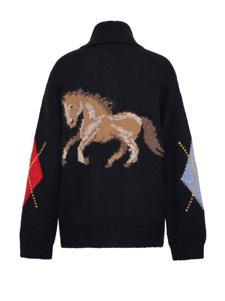 Lingua Franca - Stevie Cardigan Equestrian Black - Kalifornia Jean Bar