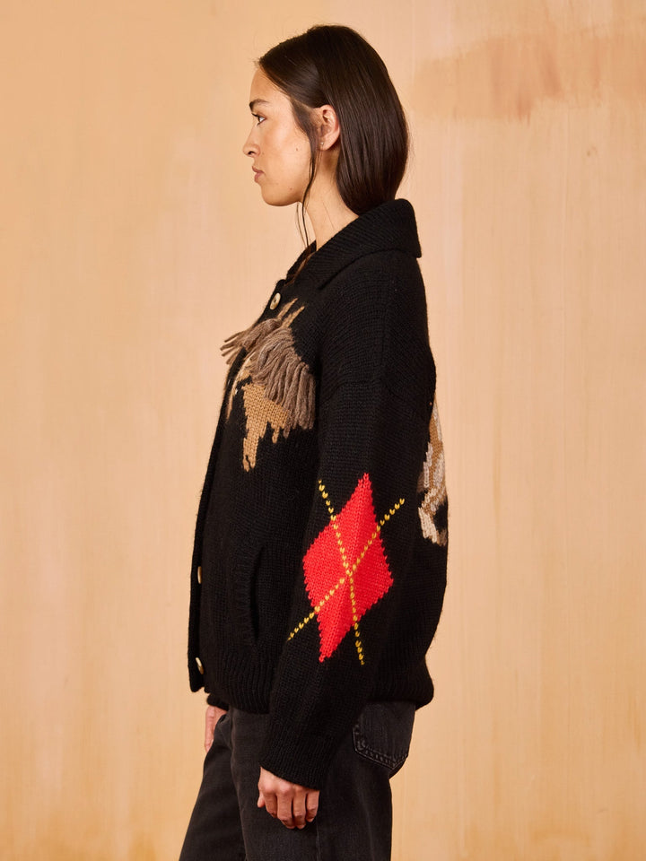 Lingua Franca - Stevie Cardigan Equestrian Black - Kalifornia Jean Bar
