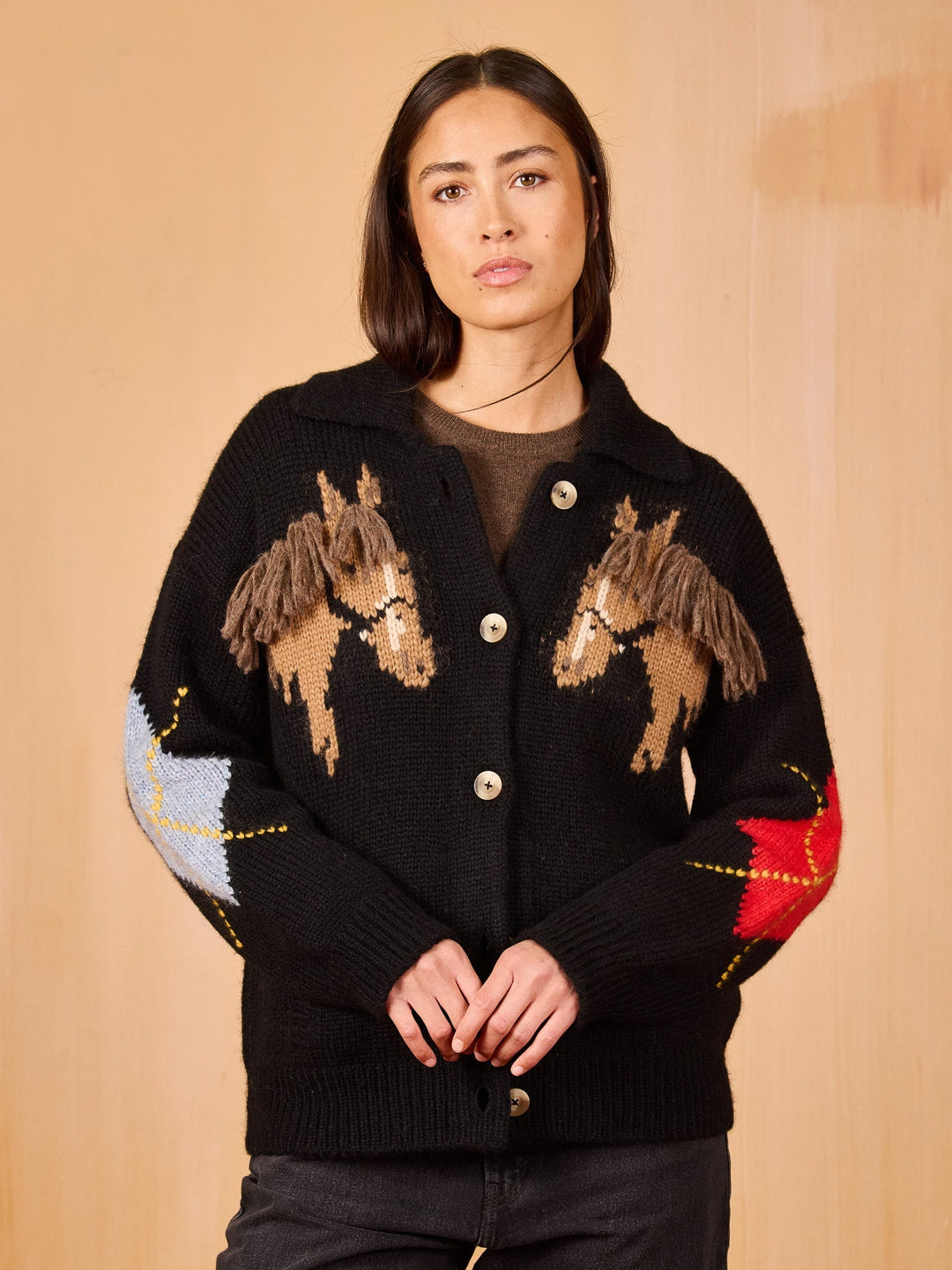 Lingua Franca - Stevie Cardigan Equestrian Black - Kalifornia Jean Bar