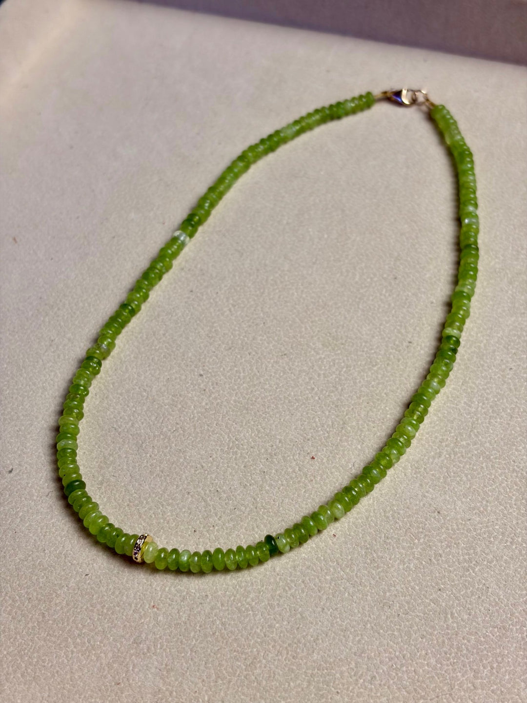 Liv Elle - Olive Green Agate w/ 18K GF w/ CZ Pave Diamonds - Kalifornia Jean Bar
