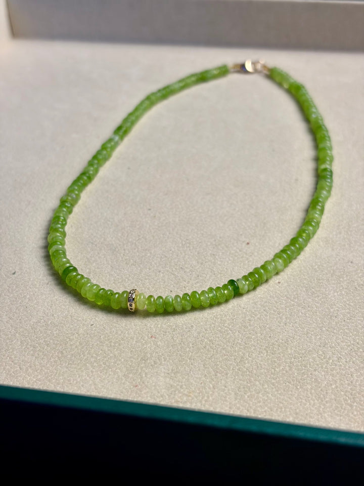 Liv Elle - Olive Green Agate w/ 18K GF w/ CZ Pave Diamonds - Kalifornia Jean Bar