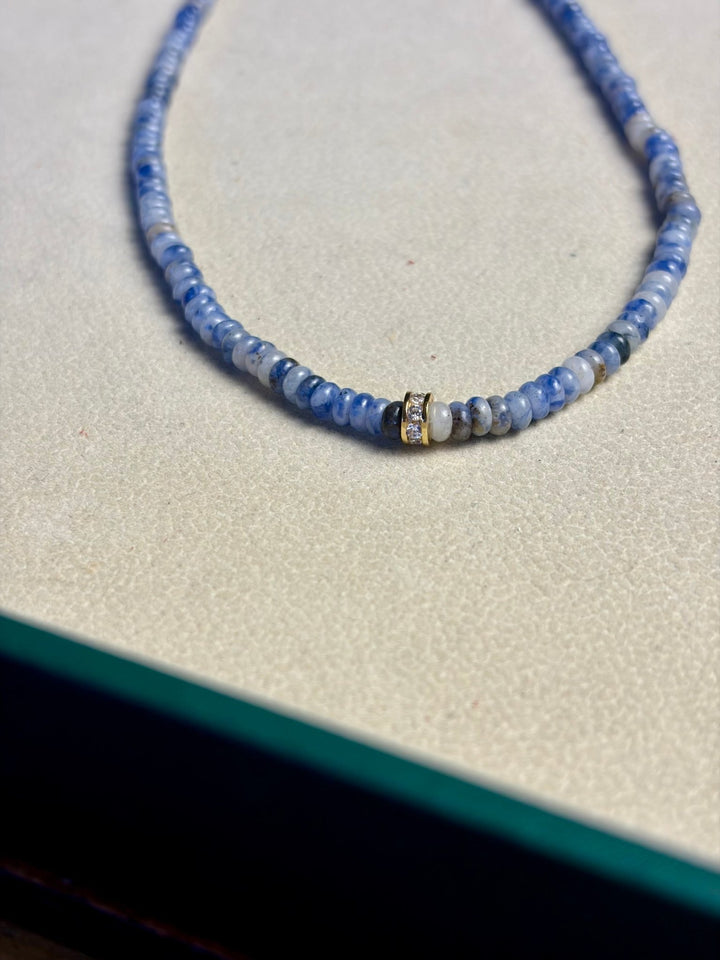 LivElle - Natural Lapis w/ 18K GF CZ Spacer - Kalifornia Jean Bar