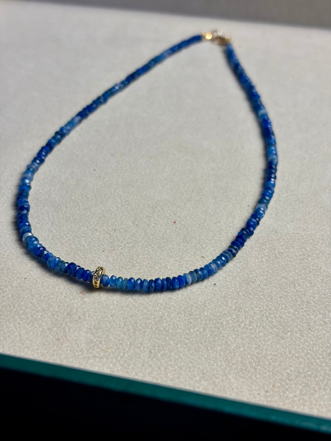 LivElle - Ombré Kyanite Blue w/ 24K GF CZ Pave Diamond Spacer - Kalifornia Jean Bar