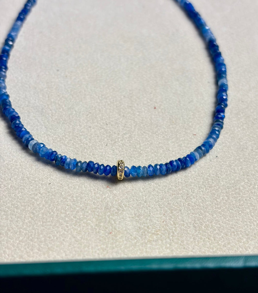 LivElle - Ombré Kyanite Blue w/ 24K GF CZ Pave Diamond Spacer - Kalifornia Jean Bar