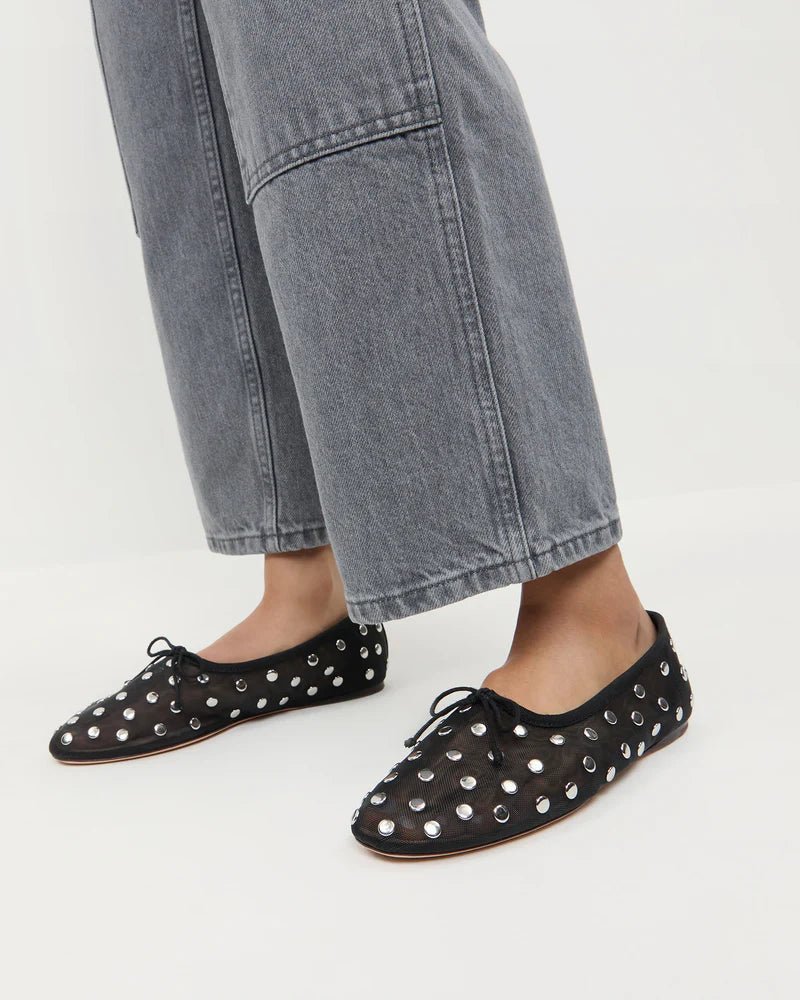 Loeffler Randall - Landon Black Silver Mesh Ballet Flat - Kalifornia Jean Bar
