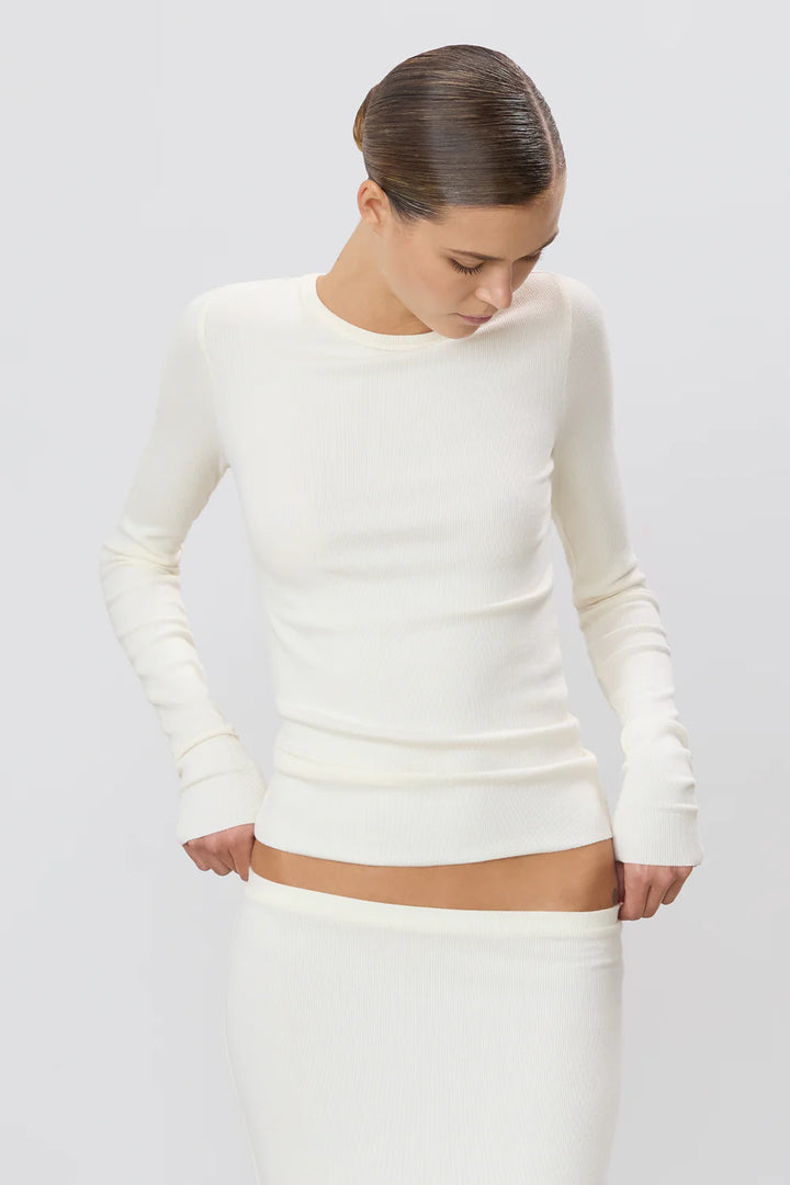 Éterne - Cream Long Sleeve Fitted Top