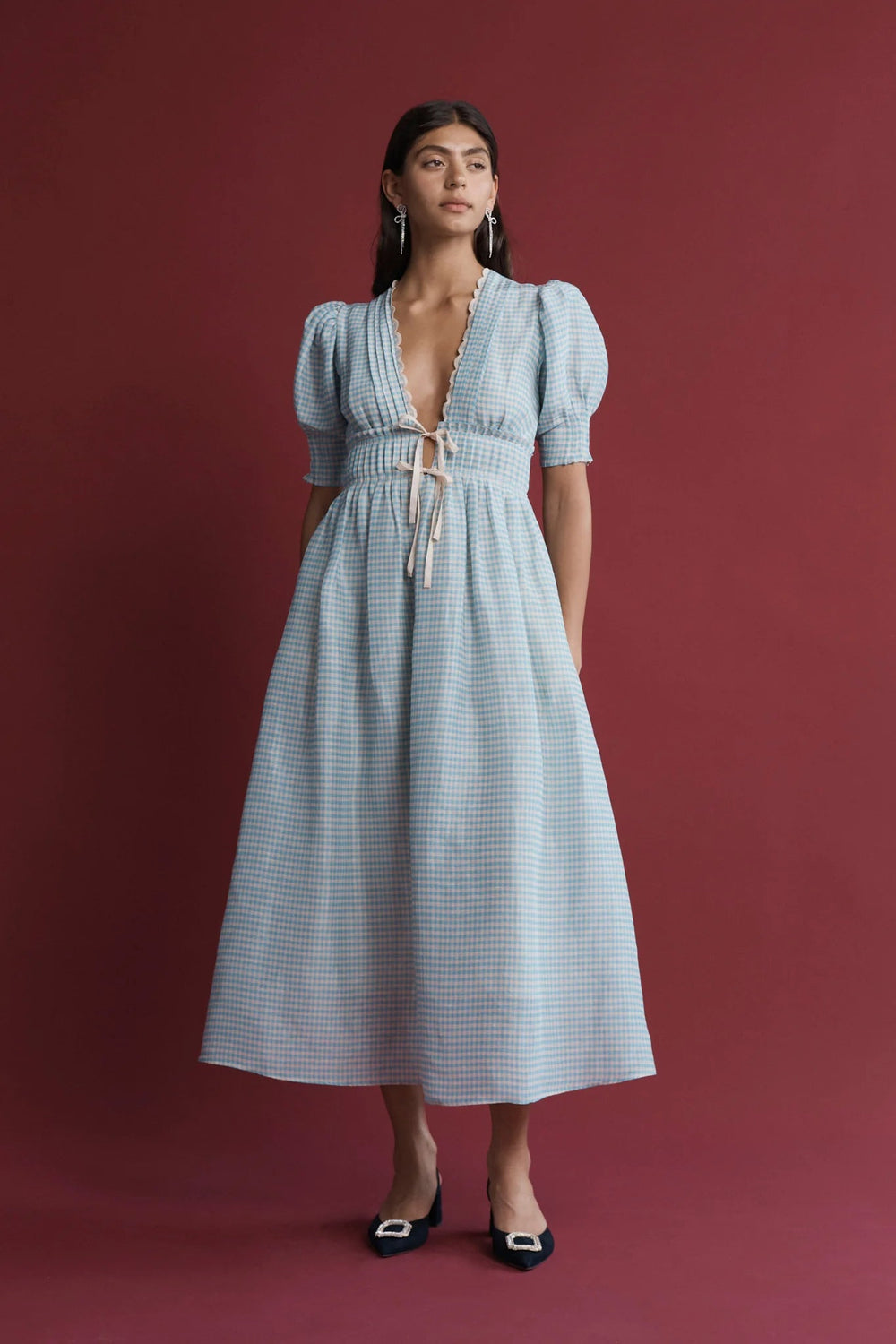 Lovaan - Boehm Dress in Blue Gingham - Kalifornia Jean Bar