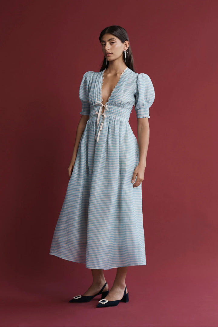 Lovaan - Boehm Dress in Blue Gingham - Kalifornia Jean Bar