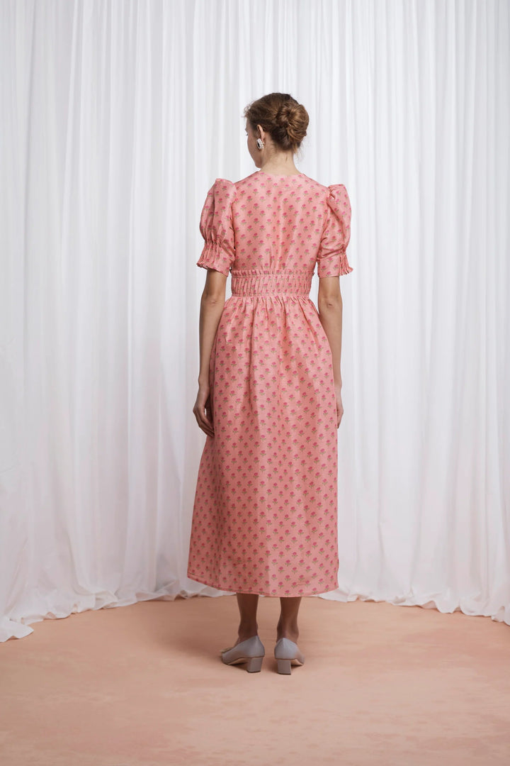 Lovaan - Boehm Dress in Pink Tiny Roses - Kalifornia Jean Bar