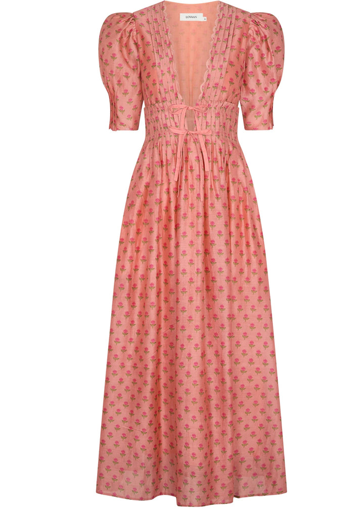 Lovaan - Boehm Dress in Pink Tiny Roses - Kalifornia Jean Bar