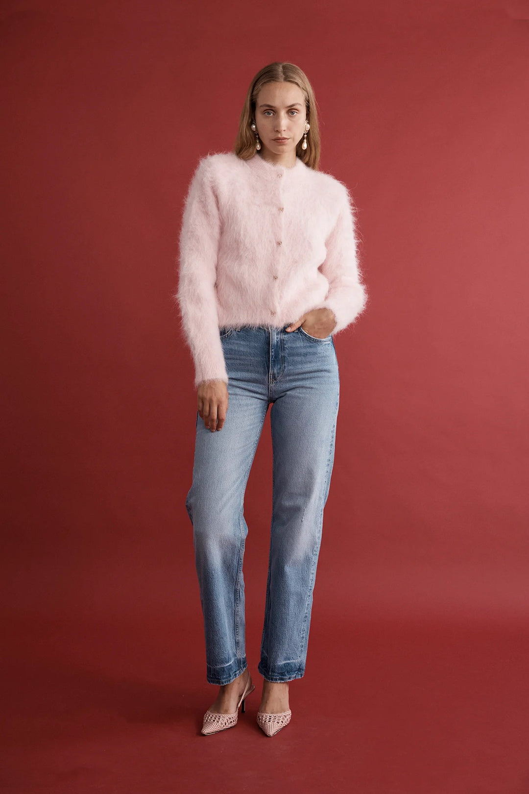 Lovaan - Fleur Pink Alpaca Cardigan - Kalifornia Jean Bar