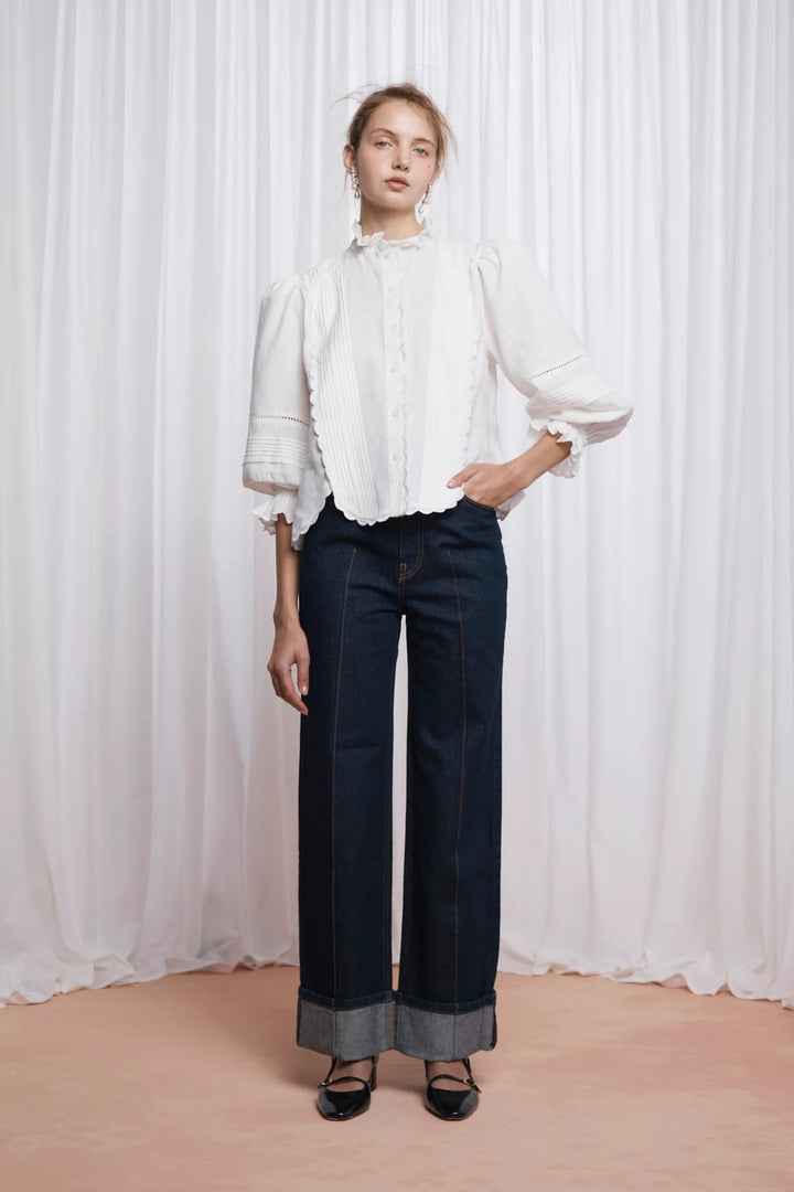 Lovaan - Loretta White Linen Top - Kalifornia Jean Bar