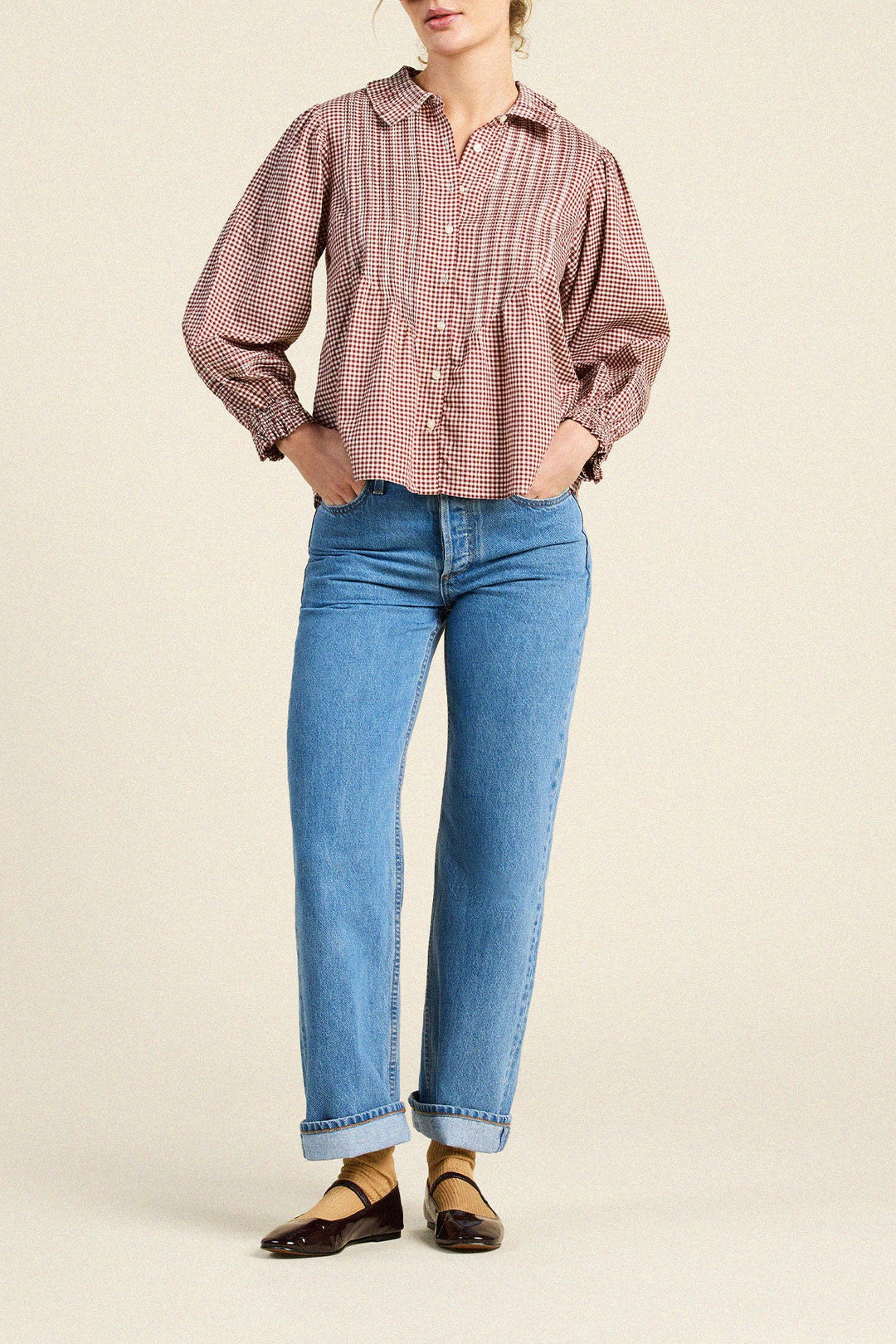 Trovata - Francesca Blouse in Mahogany Check