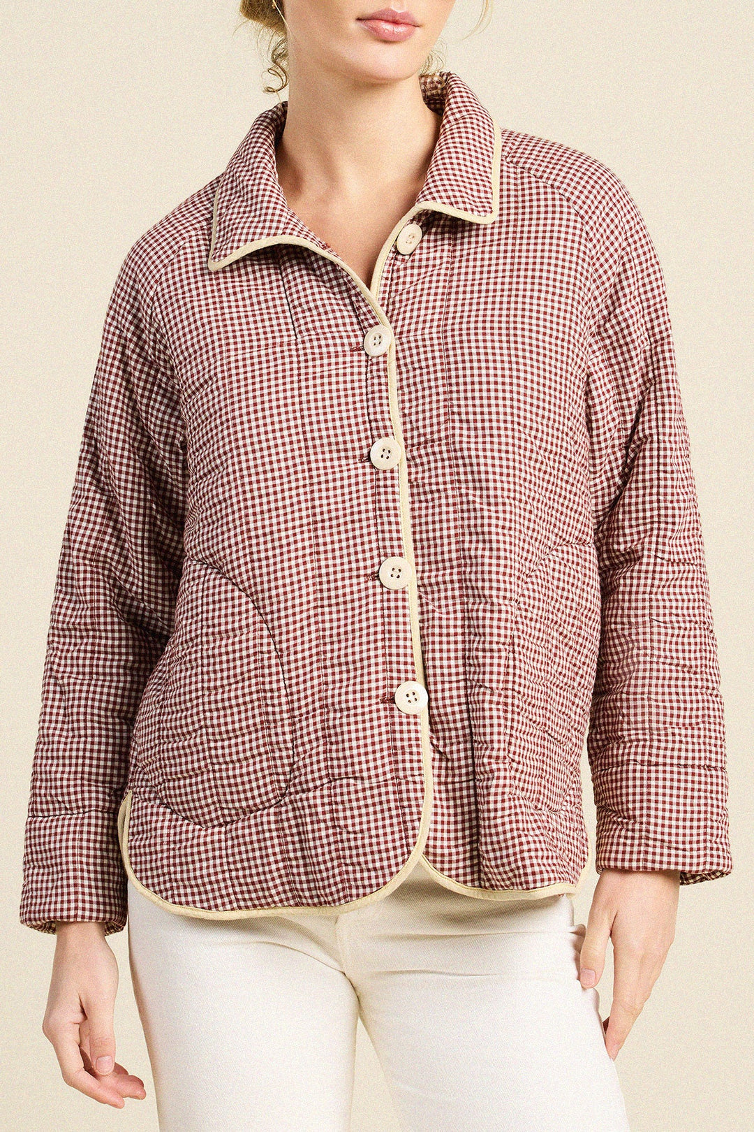 Trovata - Ginny Quilted Jacket Mahogany Check