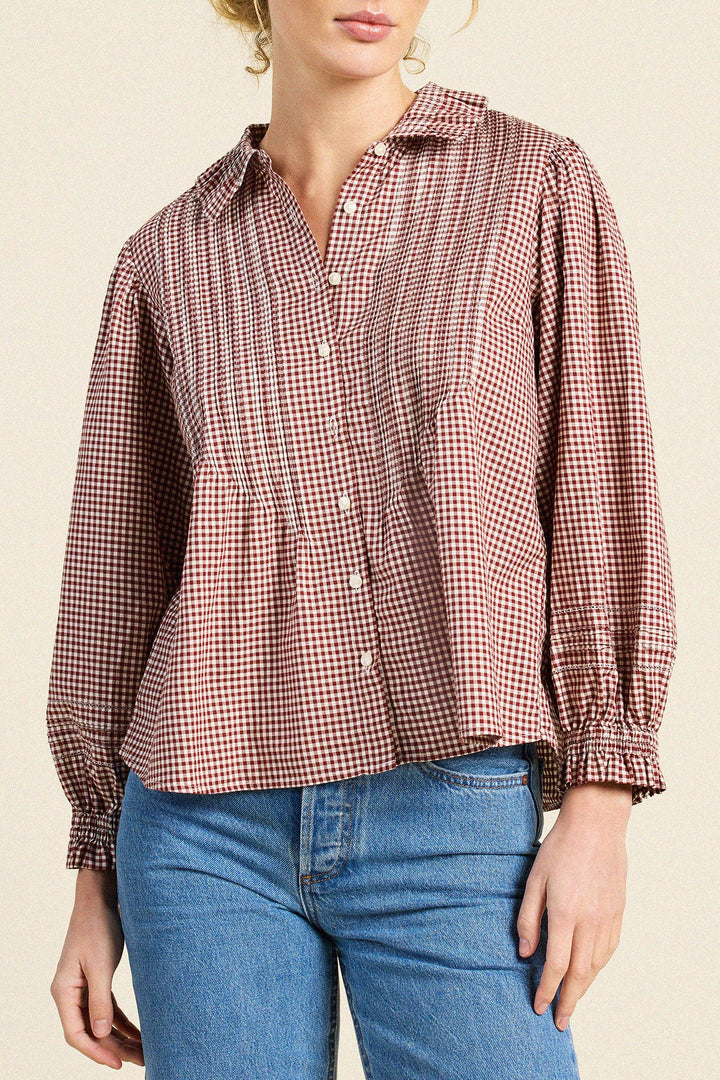 Trovata - Francesca Blouse in Mahogany Check