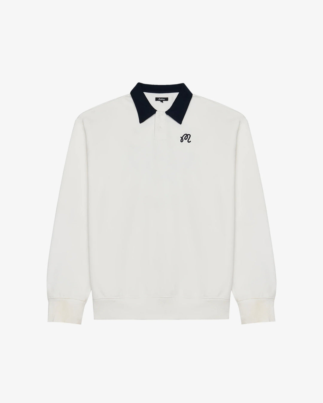 Malbon - Artigianale Collared Crewneck in White - Kalifornia Jean Bar