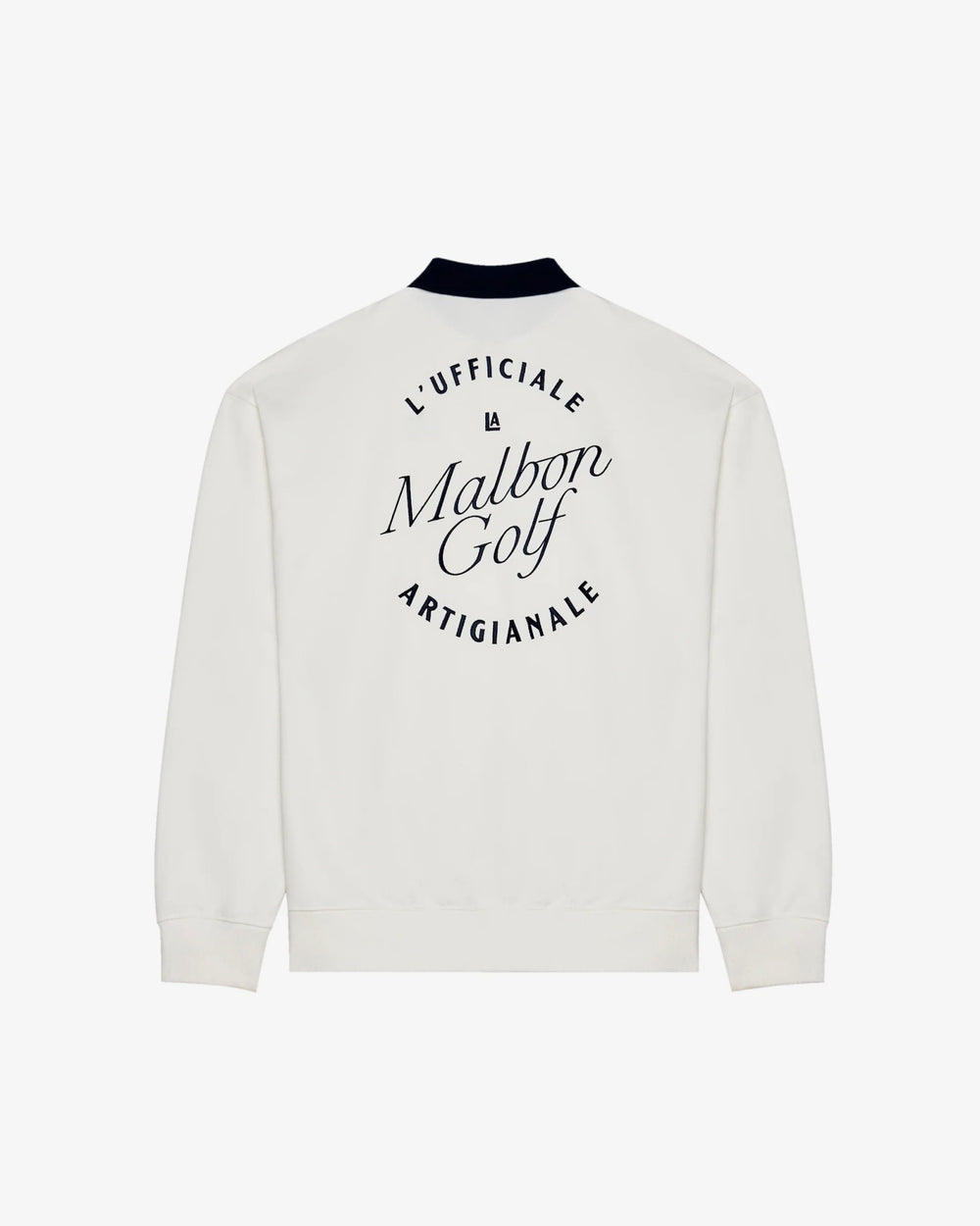 Malbon - Artigianale Collared Crewneck in White - Kalifornia Jean Bar