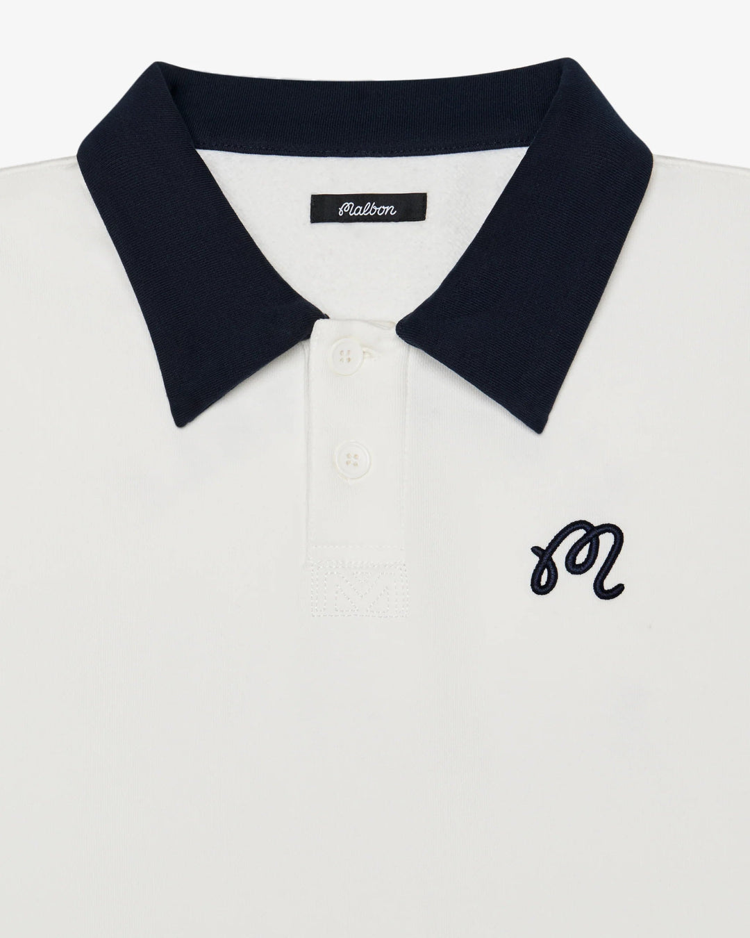 Malbon - Artigianale Collared Crewneck in White - Kalifornia Jean Bar