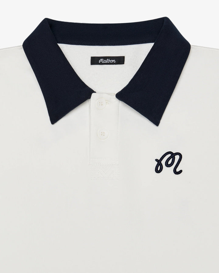 Malbon - Artigianale Collared Crewneck in White - Kalifornia Jean Bar