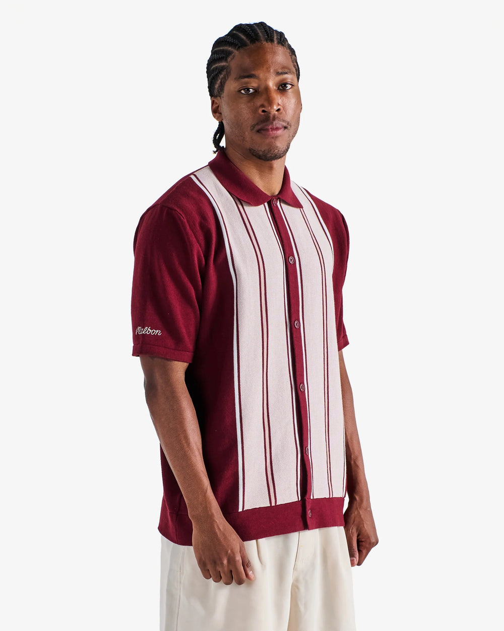 Malbon - Jude Knit Polo in Vino/Rose/Ivory - Kalifornia Jean Bar